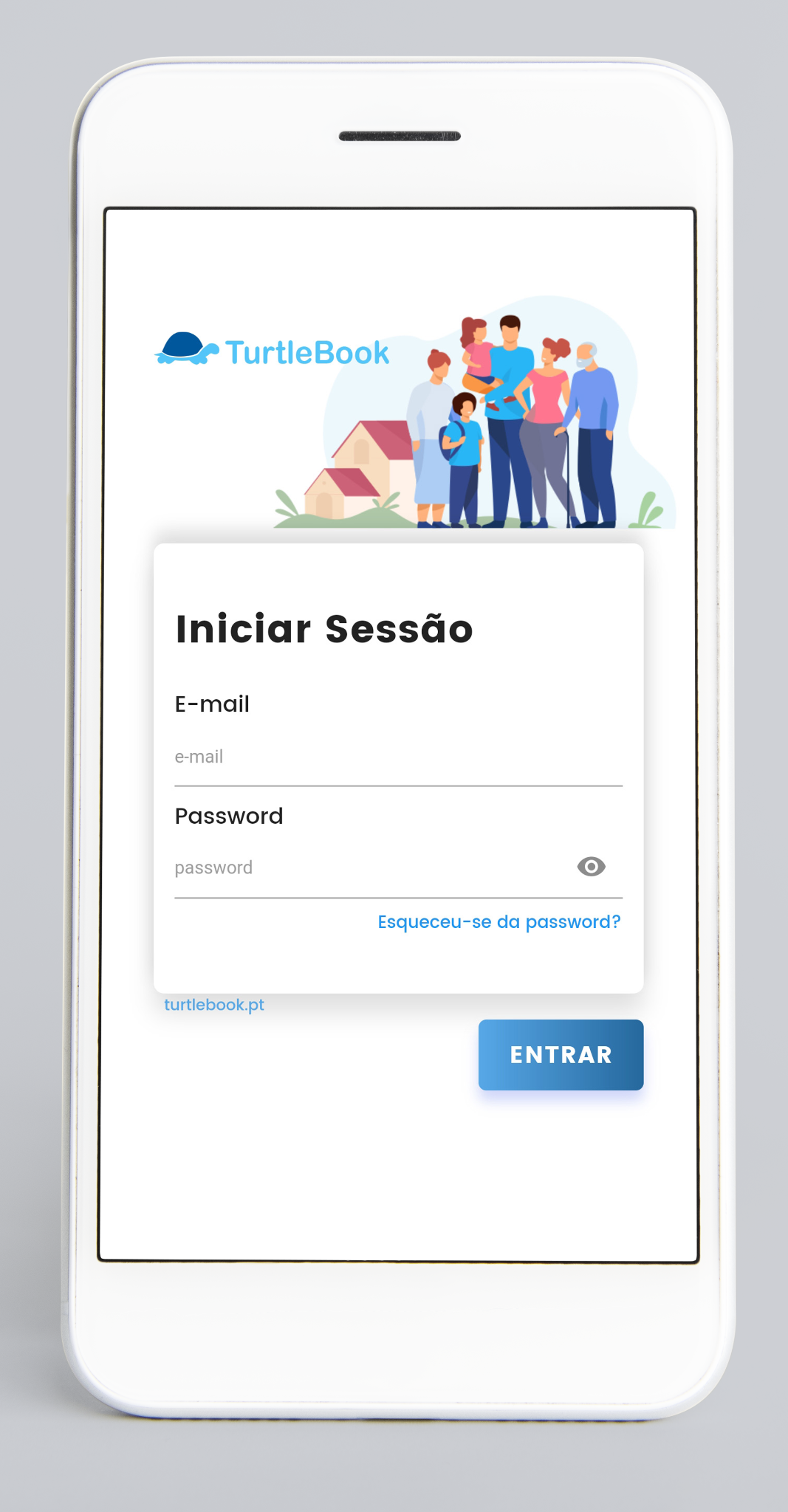 Telemóvel com interface TurtleBook para famílias